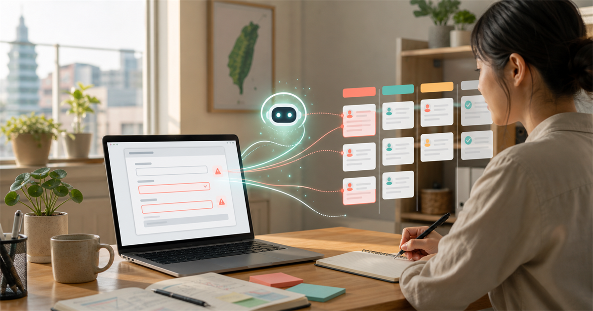 台灣中小企業行銷人員查看表單錯誤訊號，AI 將漏單線索整理成 CRM 跟進任務