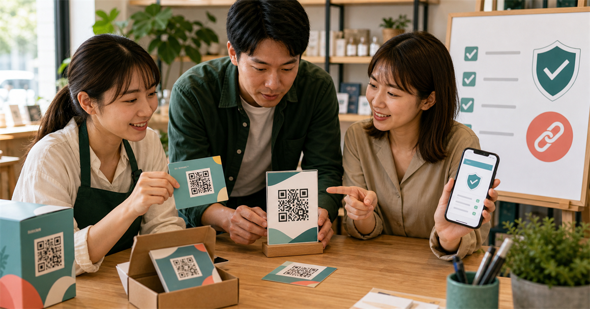 台灣中小企業團隊檢查門市與包裹上的 QR code 安全入口