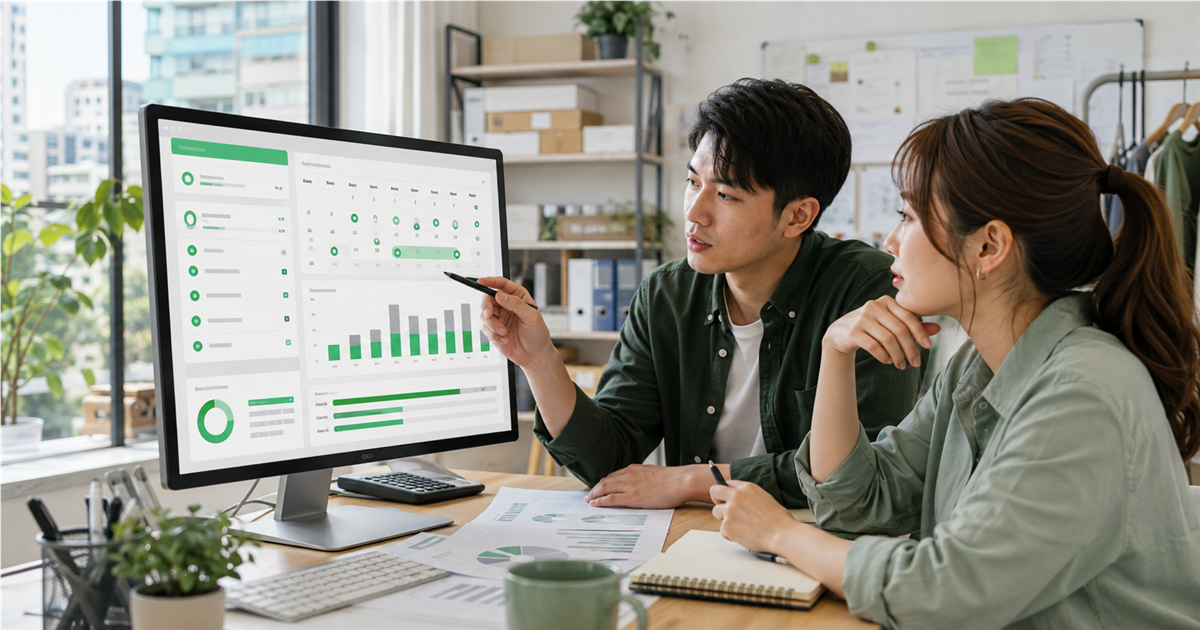 台灣中小企業行銷團隊在明亮辦公室檢視 LINE 推播成本儀表板與活動排程