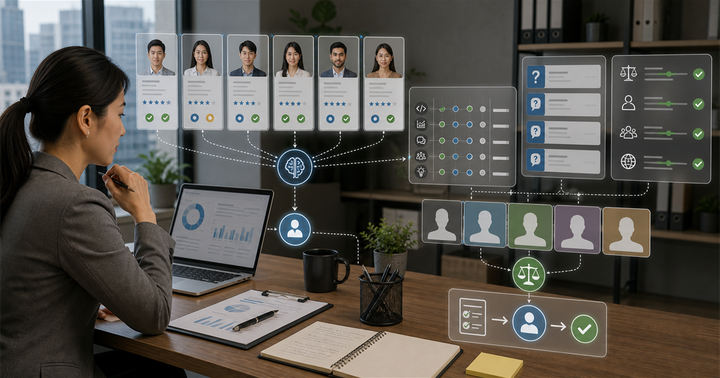 人資團隊檢查 AI 履歷摘要、技能矩陣、面試問題與公平審核標籤
