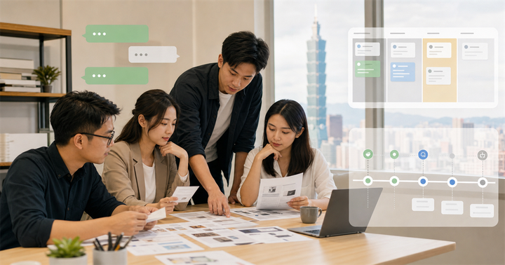 台北中小企業團隊檢視詢價卡、報價資料、CRM 看板與追蹤時間軸