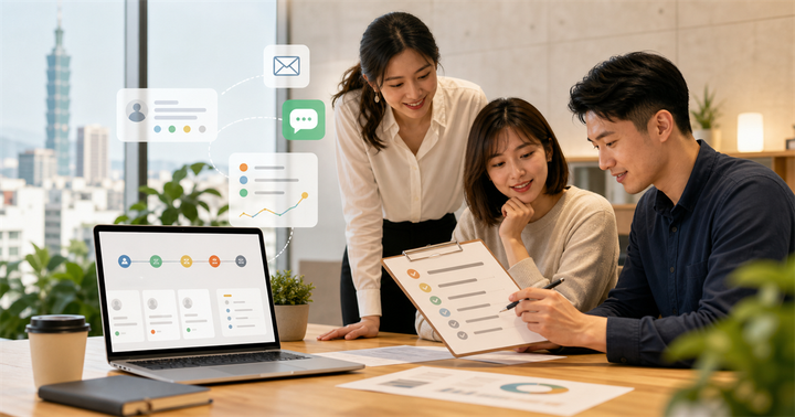 台北中小企業團隊查看顧客回流儀表板與 AI 喚回清單